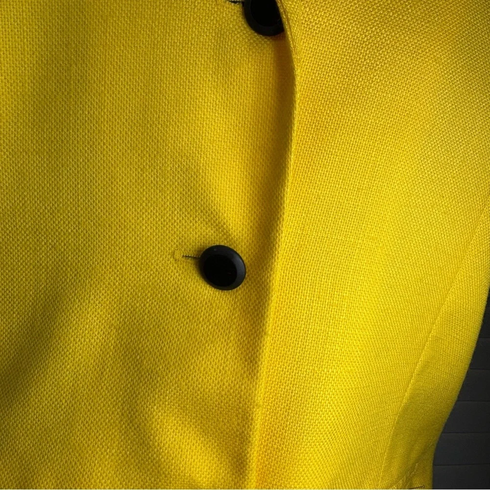 Vintage Blazer Womens Medium Katie Brooke Yellow Shoulder Pads Short Sleeve 90s - Picture 4 of 7
